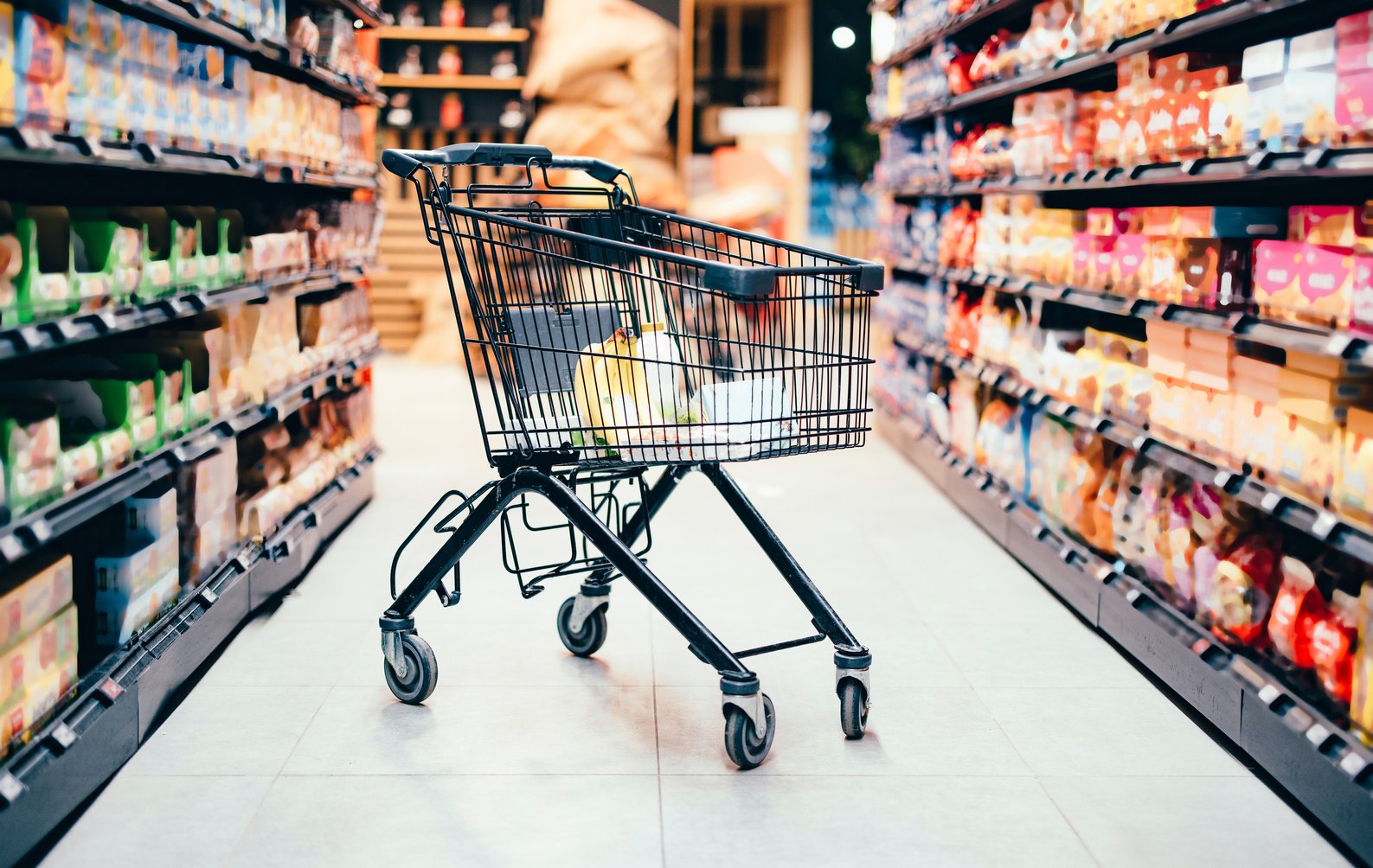 Abandoned Shopping Cart With Groceries